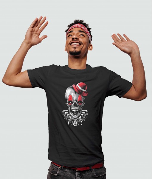 Мъжка тениска с щампа Готика Clown skull with hat